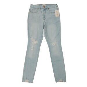 Universal Thread High Rise Skinny Jeans Womens 29x29 Light Blue Stretch Raw Hem